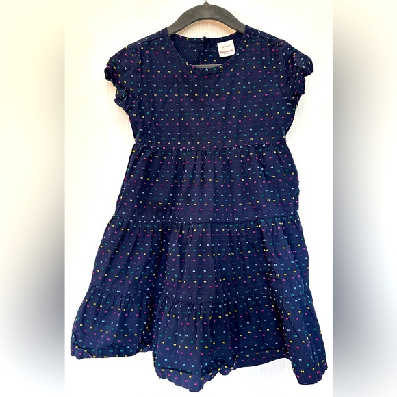Hanna Andersson Other - Hanna Andersson navy tiered cotton dress- embroidered dots, size 100 US 4 girls